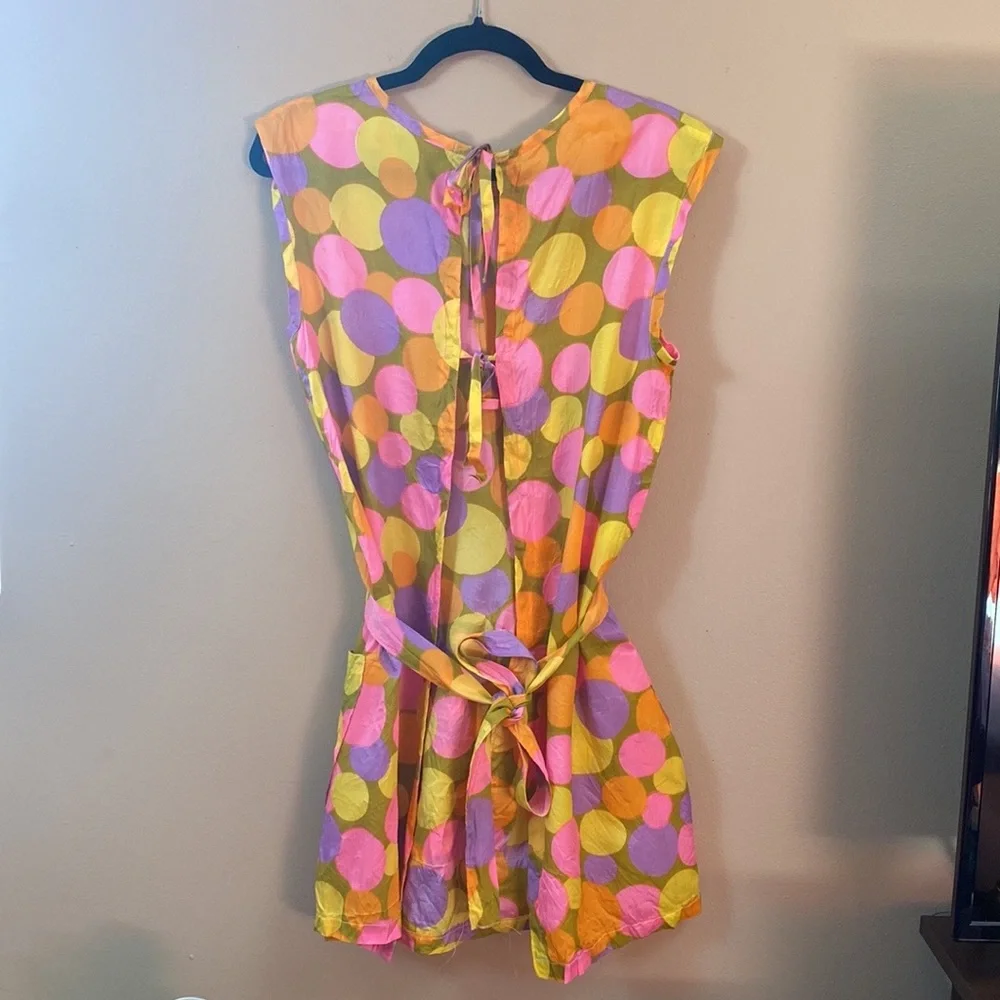 VTG 60’s Psychedelic Circle Bold Pattern Apron Dress - Picture 2 of 8